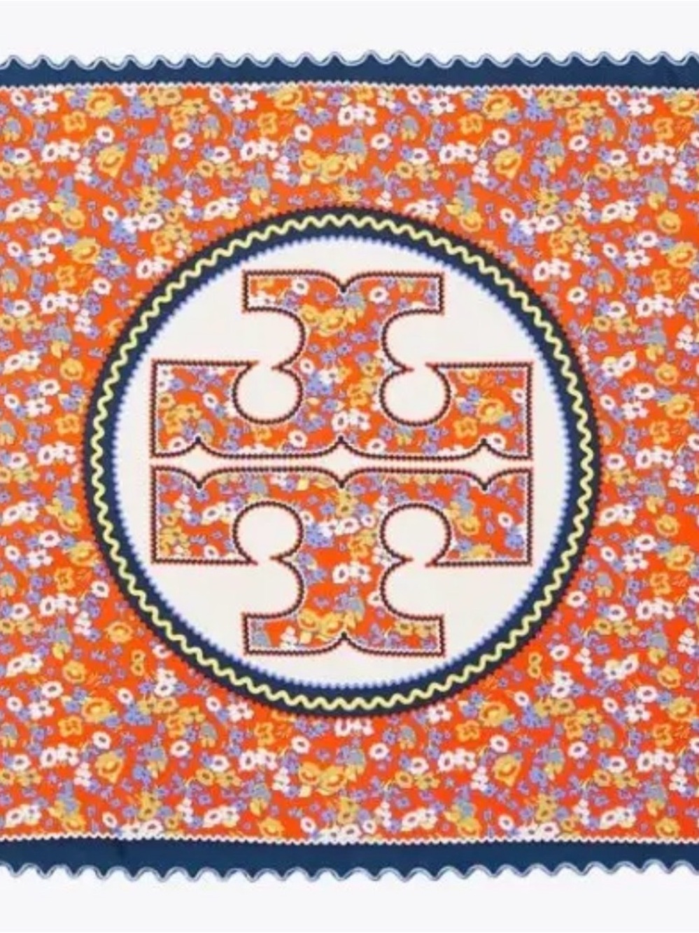 Tory Burch Vintage Floral Paisley Silk Square Scarf 36” .